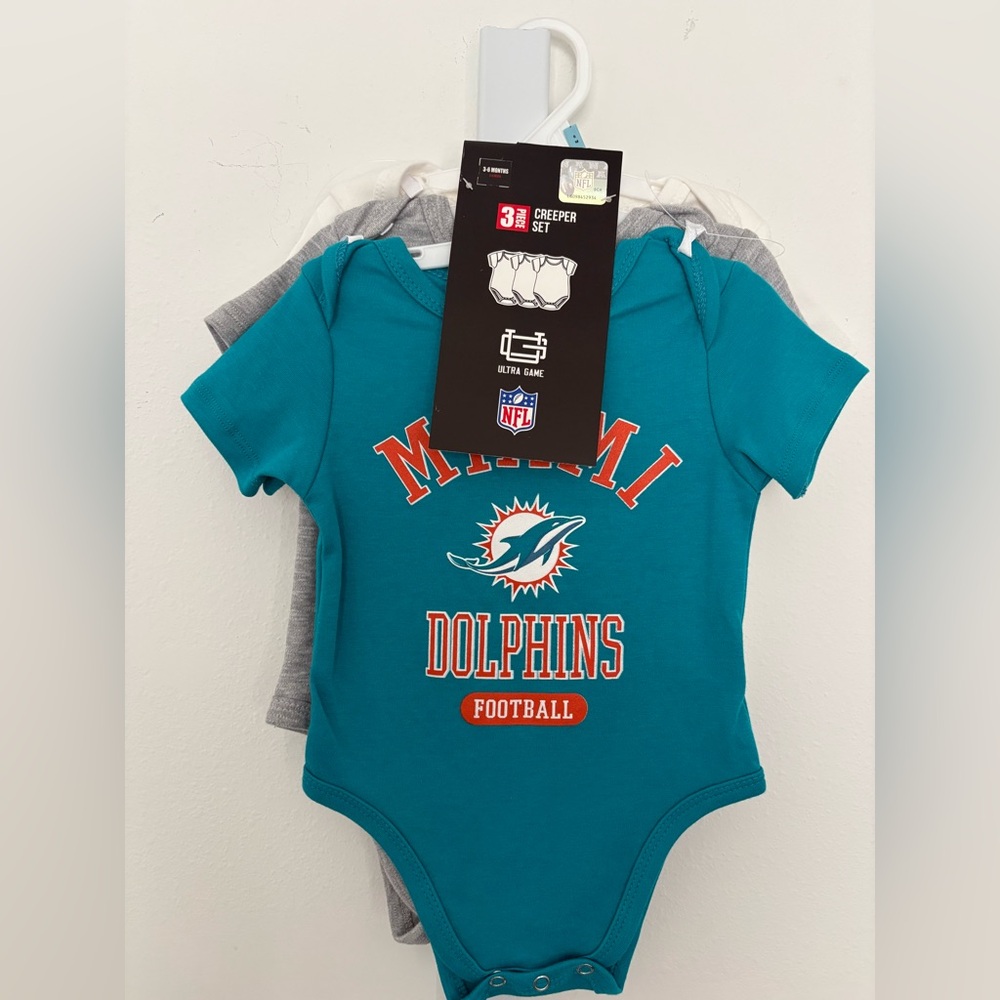 NWT - NFL Miami Dolphins Infant Bodysuit Set - Teal and Gray